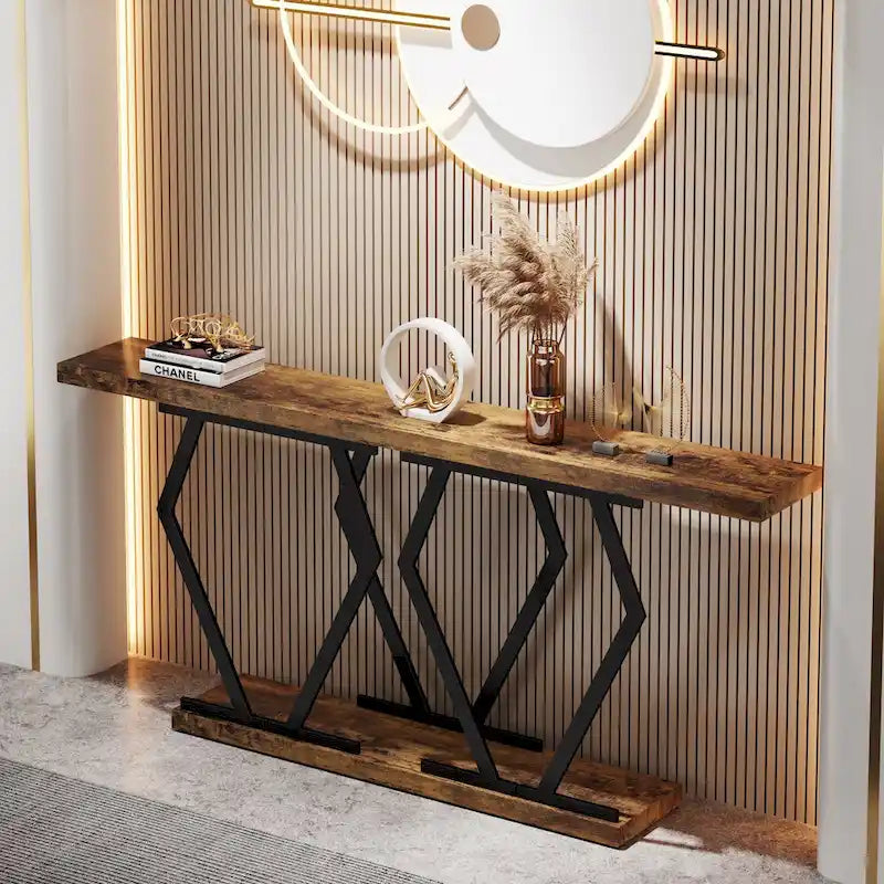 Modern Console Table, 70.9 Inch Extra Long Sofa Table with Faux Marble Tabletop Base Gold Frame for Living Room, White Gold
