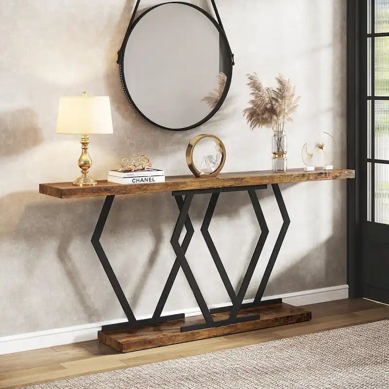 Modern Console Table, 70.9 Inch Extra Long Sofa Table with Faux Marble Tabletop Base Gold Frame for Living Room, White Gold