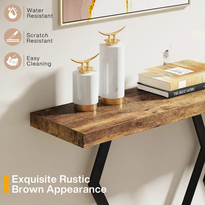 Modern Console Table, 70.9 Inch Extra Long Sofa Table with Faux Marble Tabletop Base Gold Frame for Living Room, White Gold