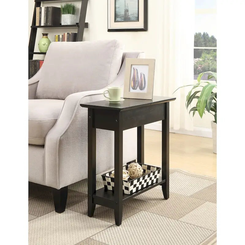 Convenience Concepts American Heritage Flip Top End Table with Shelf