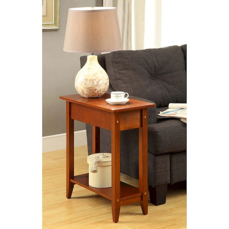 Convenience Concepts American Heritage Flip Top End Table with Shelf