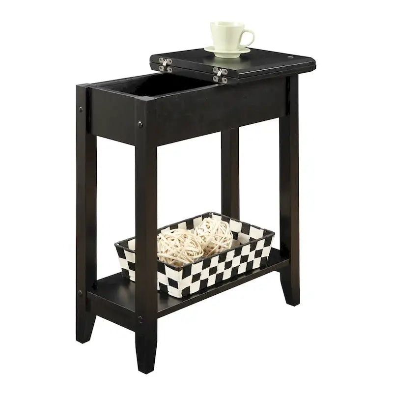 Convenience Concepts American Heritage Flip Top End Table with Shelf