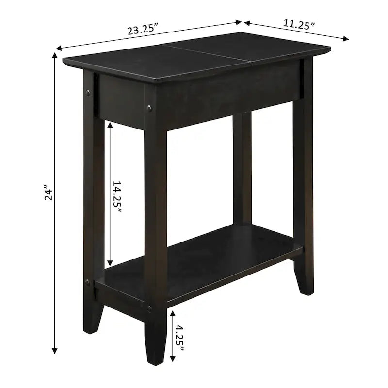 Convenience Concepts American Heritage Flip Top End Table with Shelf