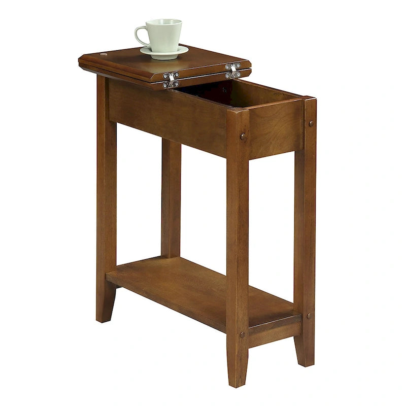 Convenience Concepts American Heritage Flip Top End Table with Shelf