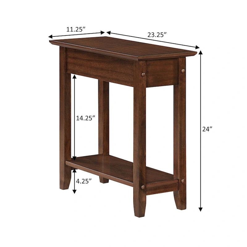 Convenience Concepts American Heritage Flip Top End Table with Shelf