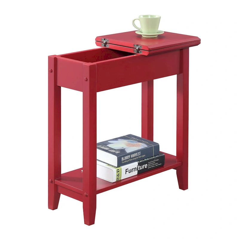 Convenience Concepts American Heritage Flip Top End Table with Shelf