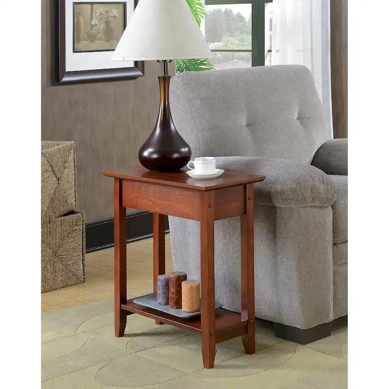 Convenience Concepts American Heritage Flip Top End Table with Shelf
