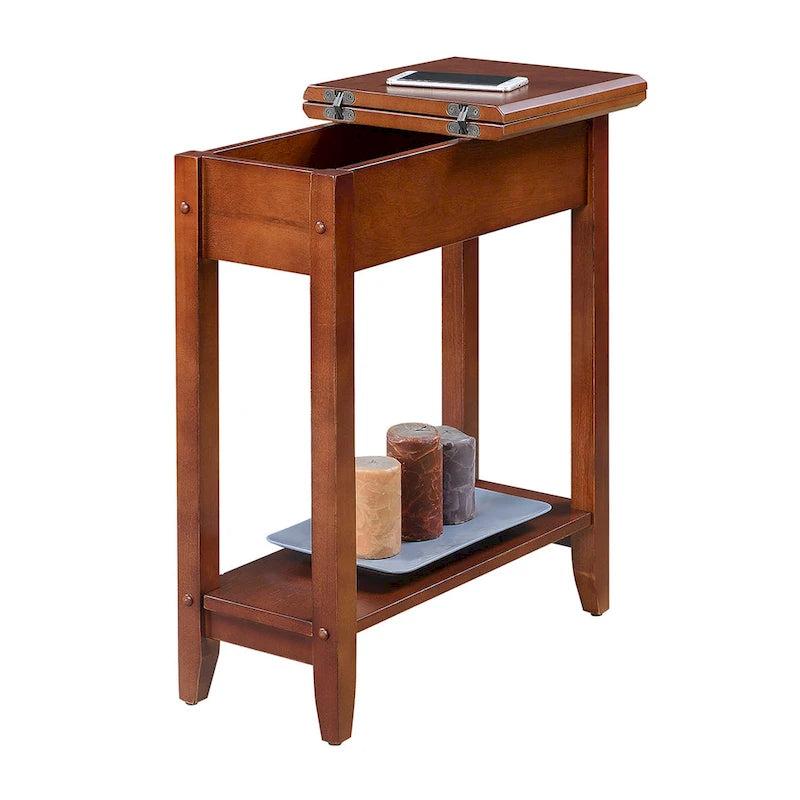 Convenience Concepts American Heritage Flip Top End Table with Shelf