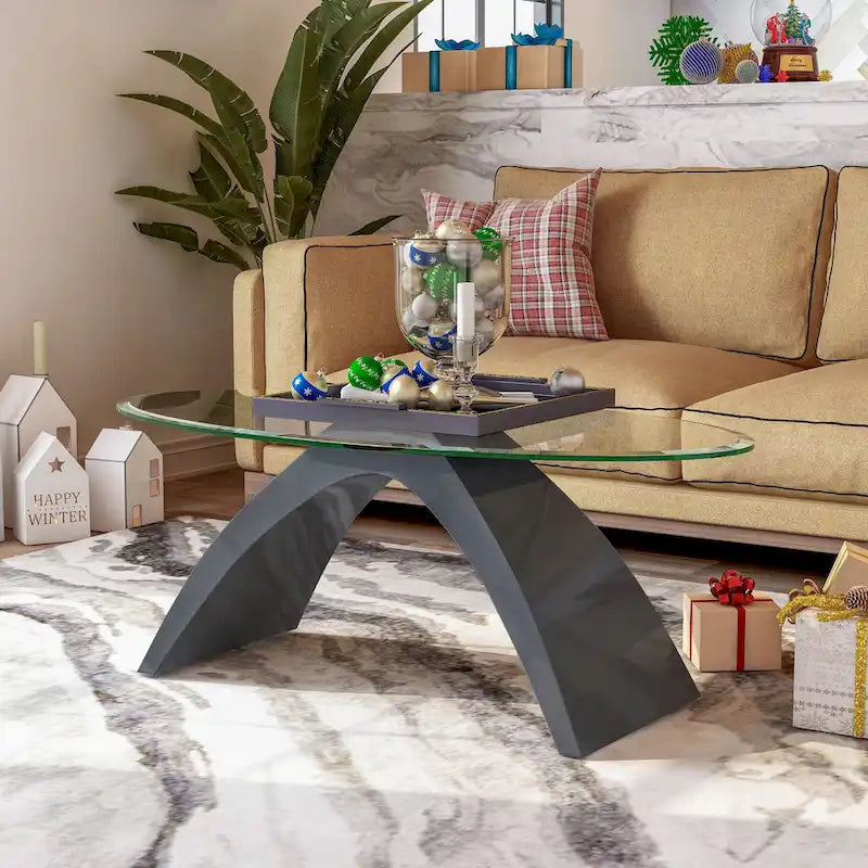 Crescendo Modern 47-inch Glass Top Oval Coffee Table by Furniture of America