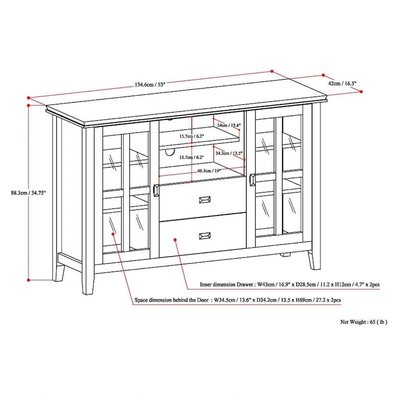 WYNDENHALL Stratford 53-inch Solid Wood TV Media Stand - 53 inch wide