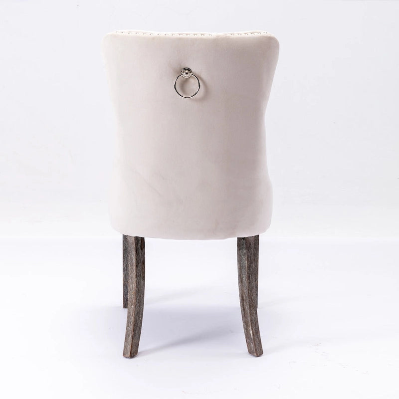 Modern Velvet Upholstered Dining Chair with Wood Legs,Set of 2