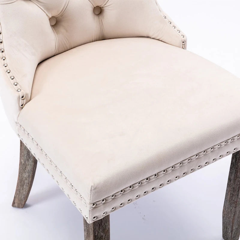 Modern Velvet Upholstered Dining Chair with Wood Legs,Set of 2