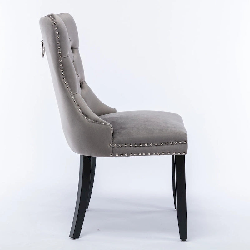 Modern Velvet Upholstered Dining Chair with Wood Legs,Set of 2