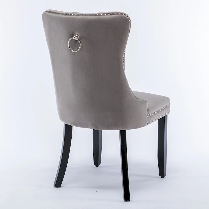 Modern Velvet Upholstered Dining Chair with Wood Legs,Set of 2