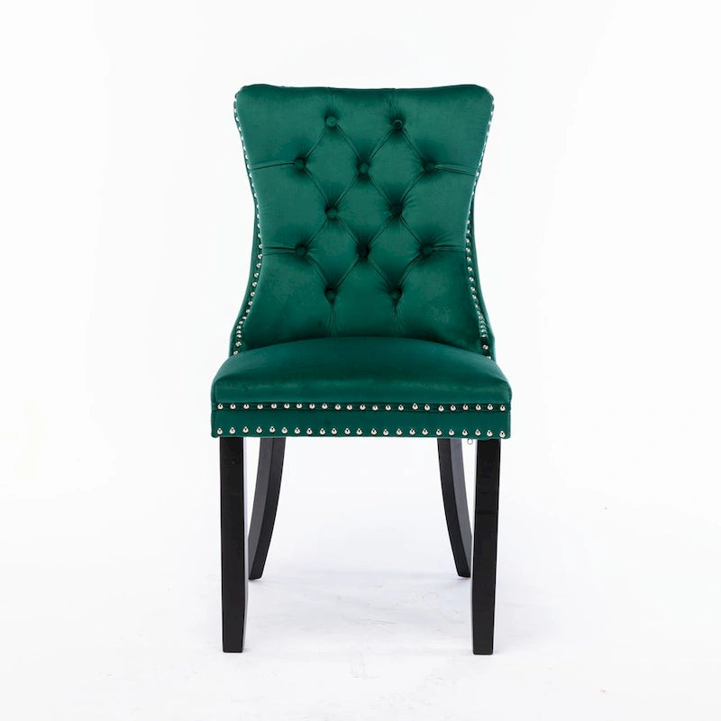 Modern Velvet Upholstered Dining Chair with Wood Legs,Set of 2