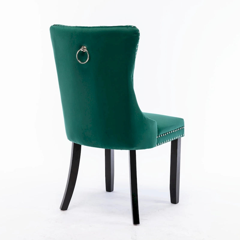 Modern Velvet Upholstered Dining Chair with Wood Legs,Set of 2
