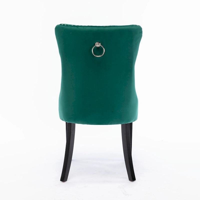 Modern Velvet Upholstered Dining Chair with Wood Legs,Set of 2