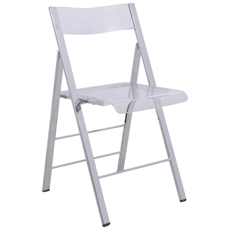 Menno Modern Acrylic Foldable Dining Chair with Sturdy Chrome Frame for Indoor Outdoor Events Party Office Kitchen