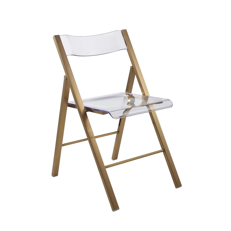 Menno Modern Acrylic Foldable Dining Chair with Sturdy Chrome Frame for Indoor Outdoor Events Party Office Kitchen