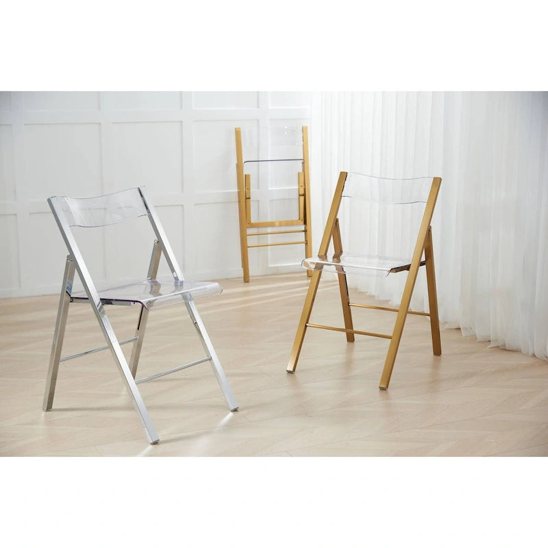Menno Modern Acrylic Foldable Dining Chair with Sturdy Chrome Frame for Indoor Outdoor Events Party Office Kitchen