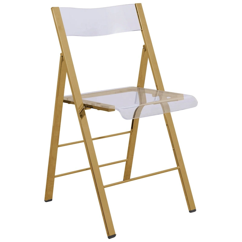 Menno Modern Acrylic Foldable Dining Chair with Sturdy Chrome Frame for Indoor Outdoor Events Party Office Kitchen