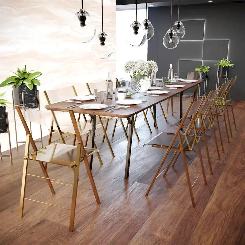 Menno Modern Acrylic Foldable Dining Chair with Sturdy Chrome Frame for Indoor Outdoor Events Party Office Kitchen