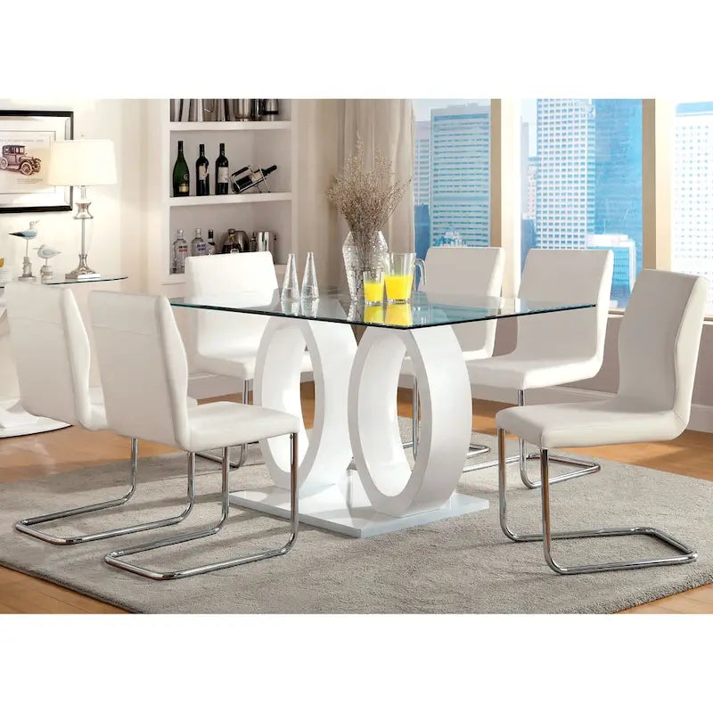 Raji Contemporary Glass Top 7-Piece Dining Set by Furniture of America
