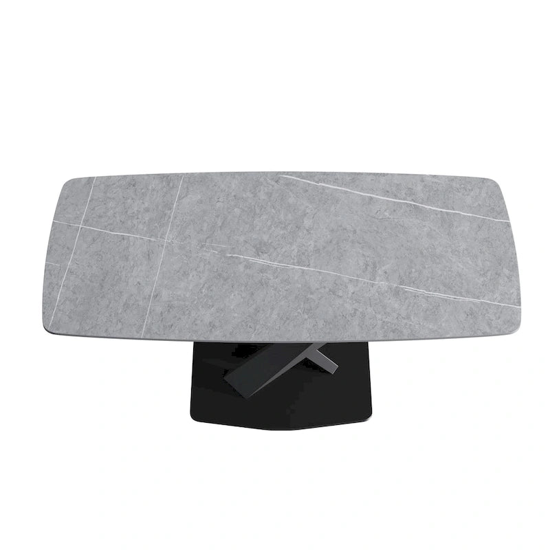 71 Modern Dining Table with Slate Stone Top and Metal Legs, Marble Dining Table