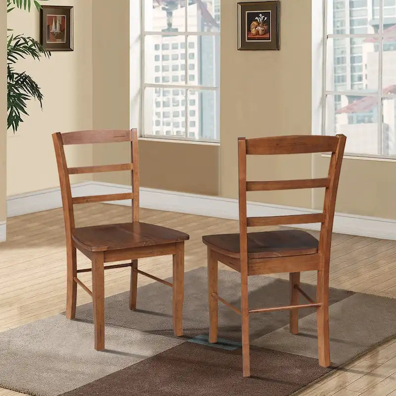 International Concepts Solid Wood Madrid Ladderback Chairs, Set of 2 - N/A