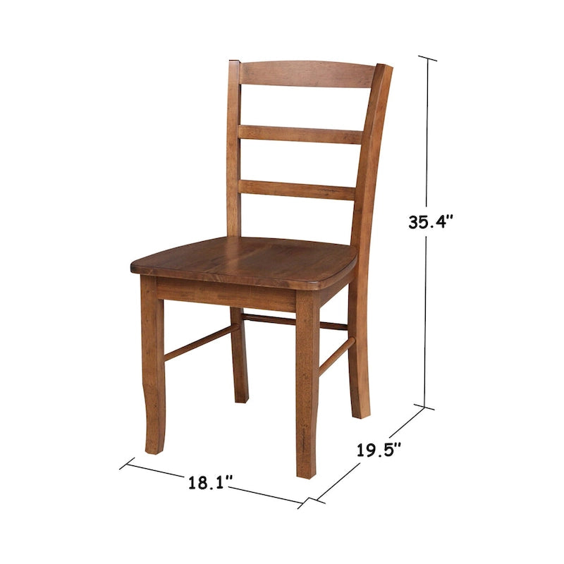 International Concepts Solid Wood Madrid Ladderback Chairs, Set of 2 - N/A