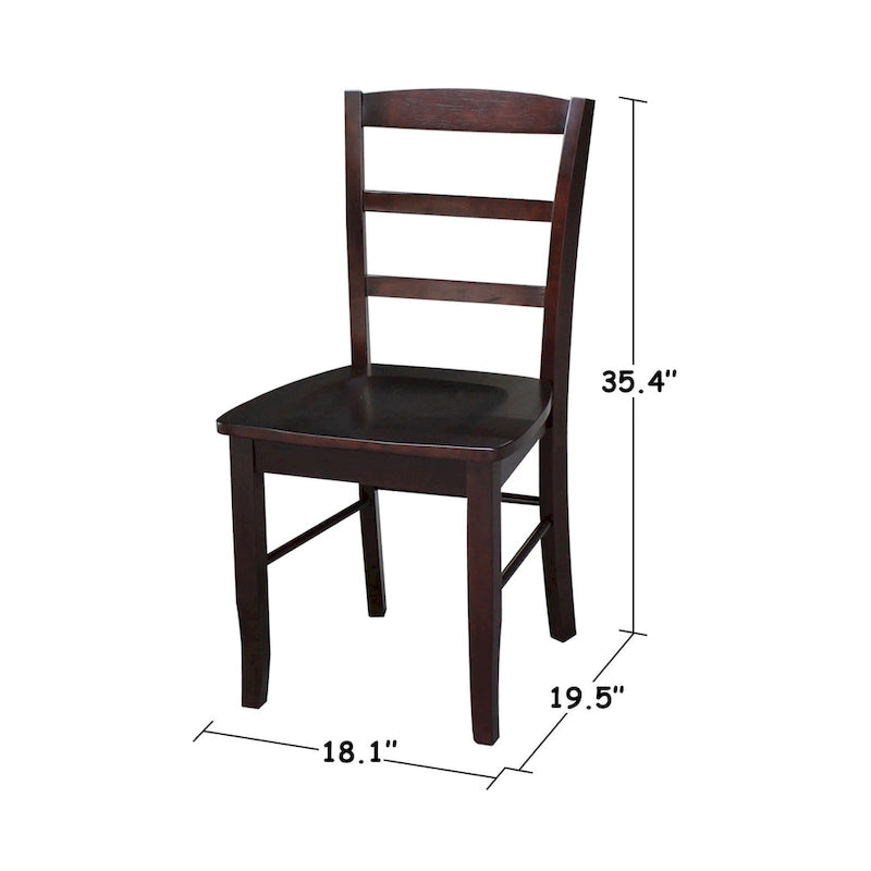 International Concepts Solid Wood Madrid Ladderback Chairs, Set of 2 - N/A