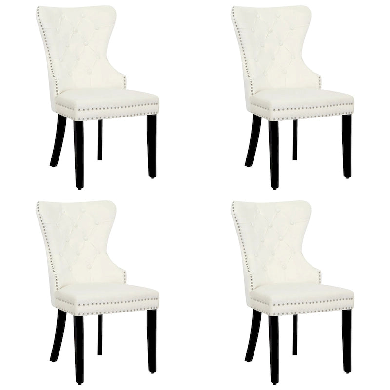 Grandview Tufted Wingback Dining Chair (Set of 4) with Nailhead and Ring Pulls