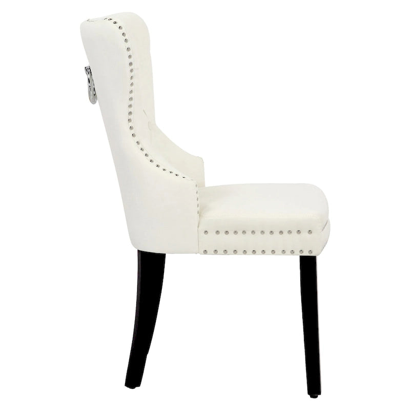 Grandview Tufted Wingback Dining Chair (Set of 4) with Nailhead and Ring Pulls