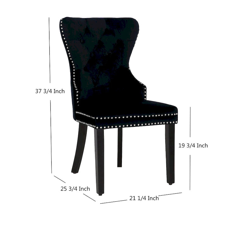 Grandview Tufted Wingback Dining Chair (Set of 4) with Nailhead and Ring Pulls