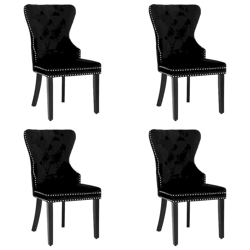 Grandview Tufted Wingback Dining Chair (Set of 4) with Nailhead and Ring Pulls