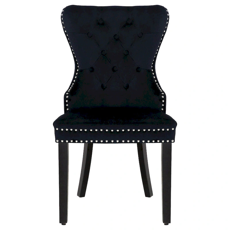 Grandview Tufted Wingback Dining Chair (Set of 4) with Nailhead and Ring Pulls