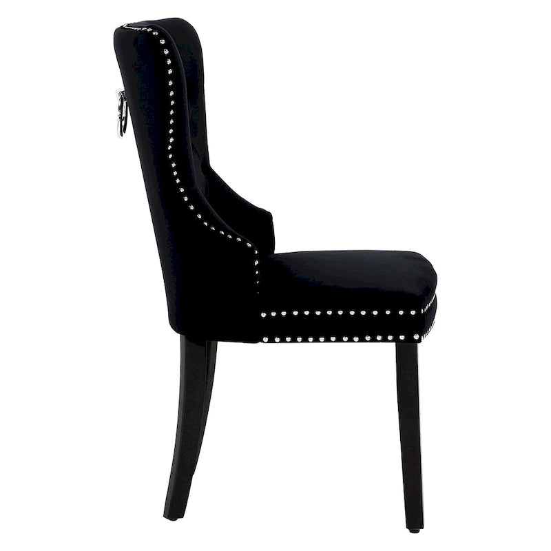 Grandview Tufted Wingback Dining Chair (Set of 4) with Nailhead and Ring Pulls