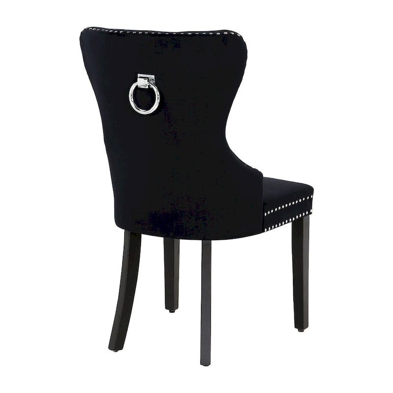 Grandview Tufted Wingback Dining Chair (Set of 4) with Nailhead and Ring Pulls