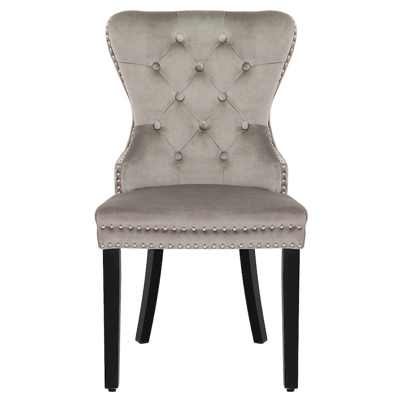 Grandview Tufted Wingback Dining Chair (Set of 4) with Nailhead and Ring Pulls