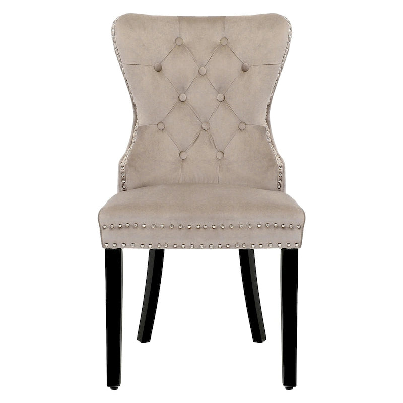 Grandview Tufted Wingback Dining Chair (Set of 4) with Nailhead and Ring Pulls
