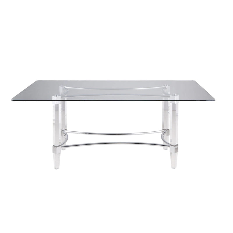 Somette Rectangular 5-Piece Glass Dining Set with Acrylic High-Back Side Chairs