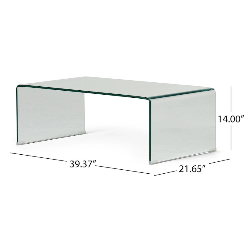 Ramona Solid Glass Rectangle Coffee Table by Christopher Knight Home - 39.37 D x 21.65 W x 14 H