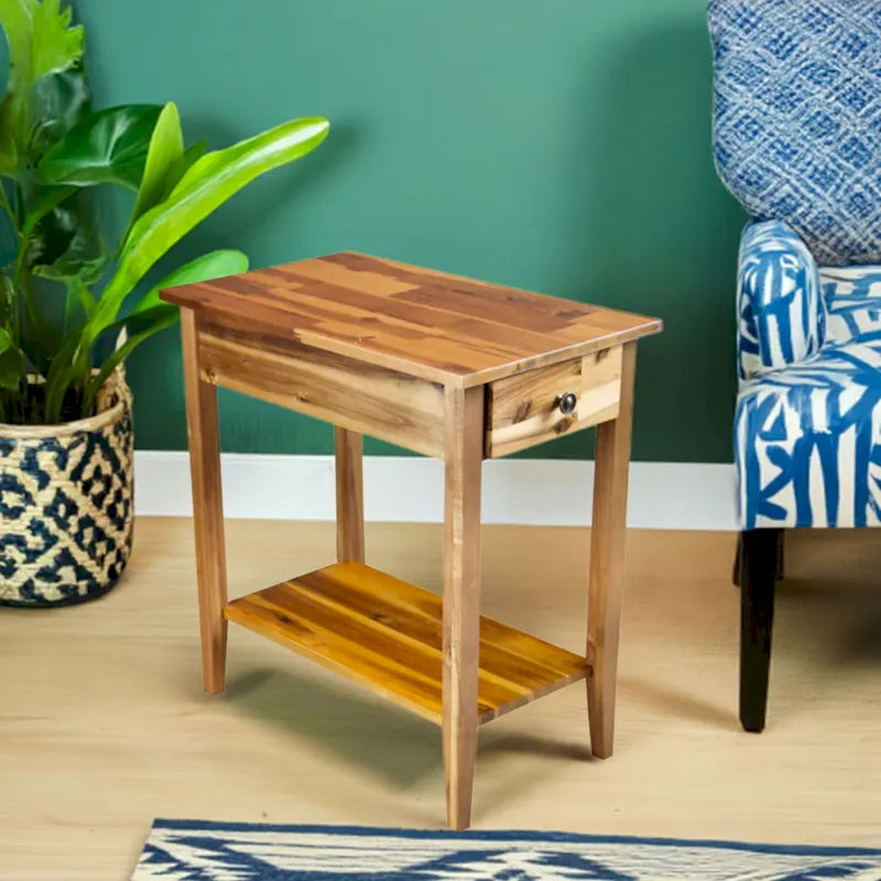 Porch & Den Holly Hill Solid Acacia Recliner End Table