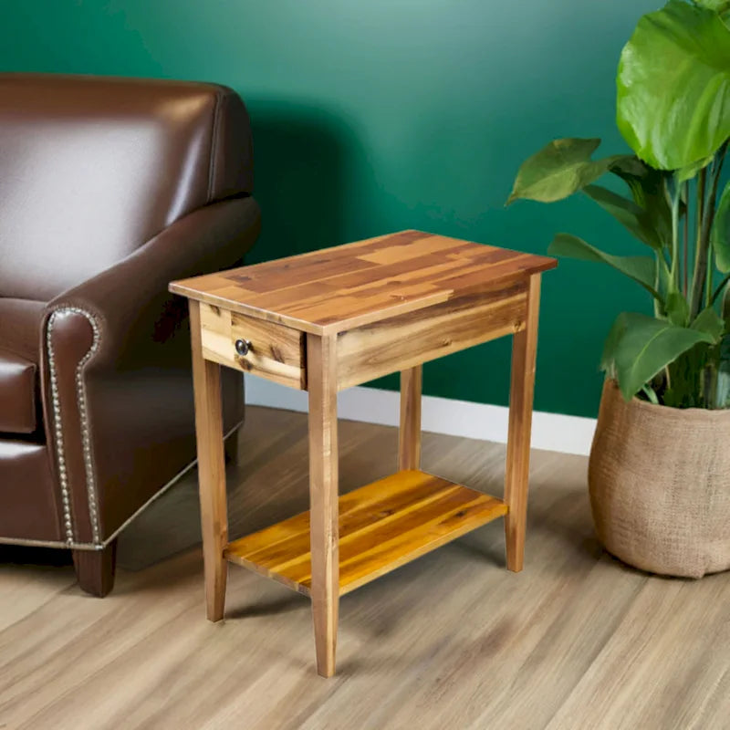 Porch & Den Holly Hill Solid Acacia Recliner End Table