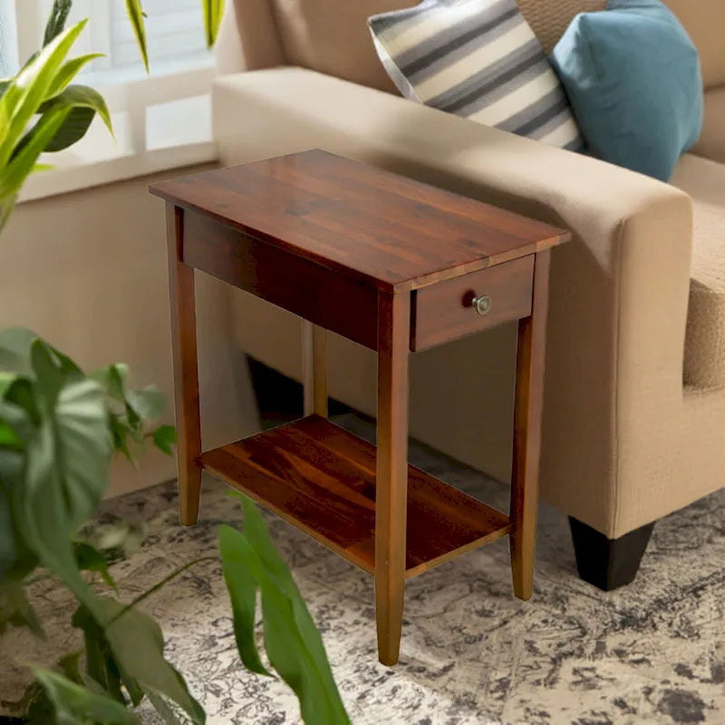 Porch & Den Holly Hill Solid Acacia Recliner End Table