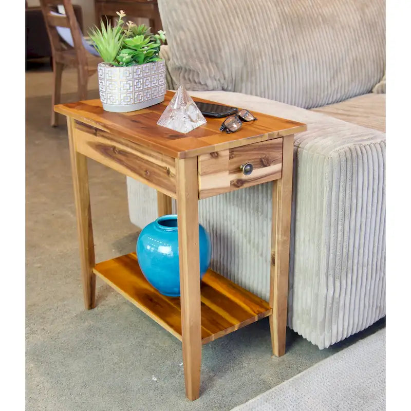 Porch & Den Holly Hill Solid Acacia Recliner End Table