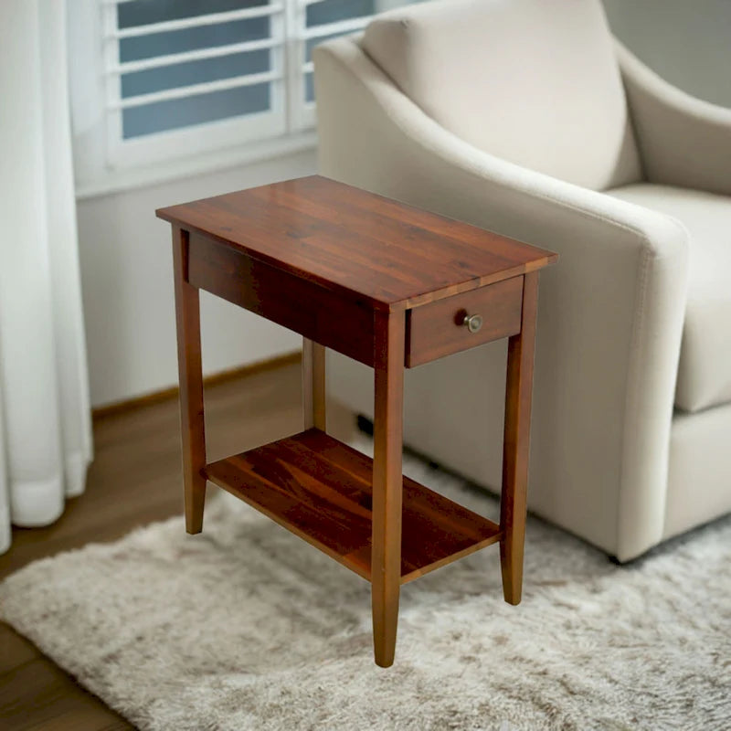 Porch & Den Holly Hill Solid Acacia Recliner End Table