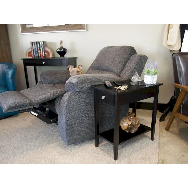 Porch & Den Holly Hill Solid Acacia Recliner End Table