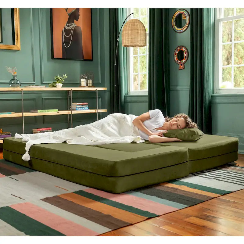 Porch & Den California King Convertible Sleeper Sofa and Ottomans