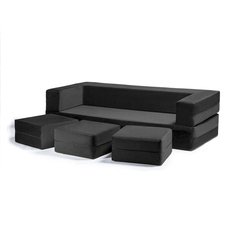 Porch & Den California King Convertible Sleeper Sofa and Ottomans